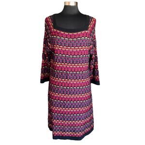 Lane Bryant Multicolor Gold Metallic Geometric Knit Dress Size 14/16 Pullover